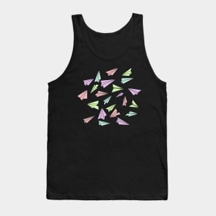 Pastel colors doodle of paper planes pattern Tank Top